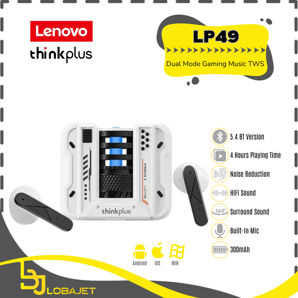 LENOVO thinkplus LP49 - Dual Mode TWS Gaming and Music Earbuds