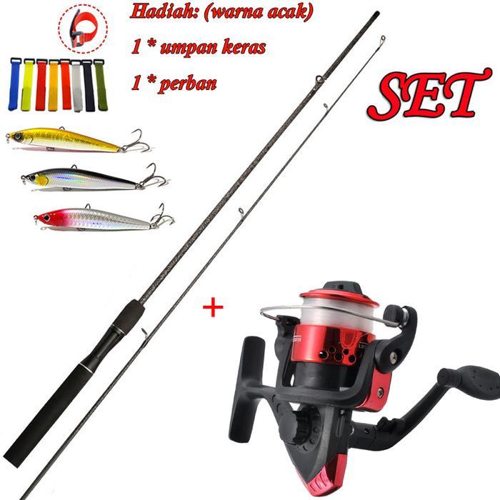 1 Set Spining Fishing Set 1.65m/1.8m/2.1m  joran pancing UL/L/ML Spinning Fishing Rod 2 Sections and