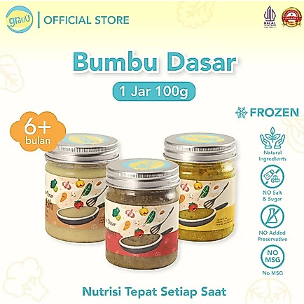Grouu - Bumbu Dasar Masak MPASI Putih, Rendang, Kuning - Alami No MSG Plum & Blum Bumbu Masak Bumbu 