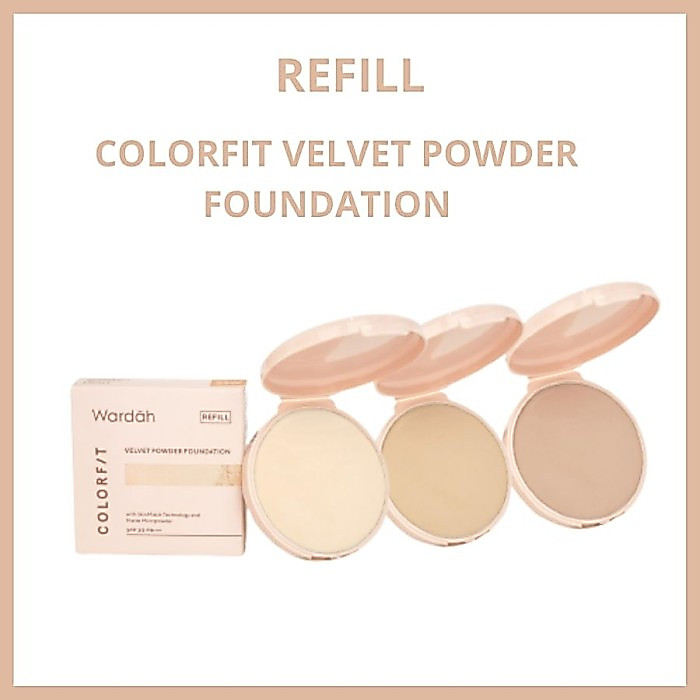Wardah Refill Colorfit Velvet Powder Foundation SPF 20 PA+++ | Refill Bedak/Isi Ulang/Compact/Bedak 