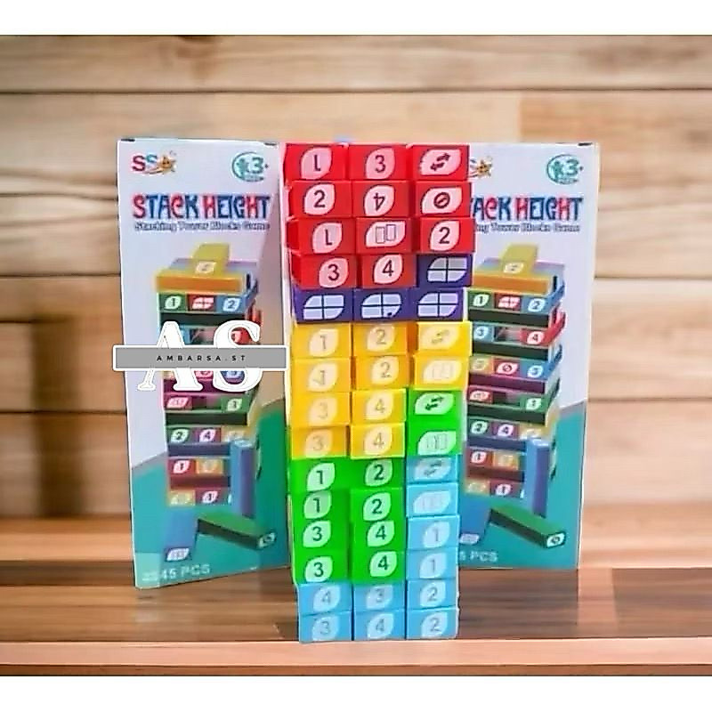 Mainan anak stack height / balok susun menara mini / balok uno stacko mini SS1731