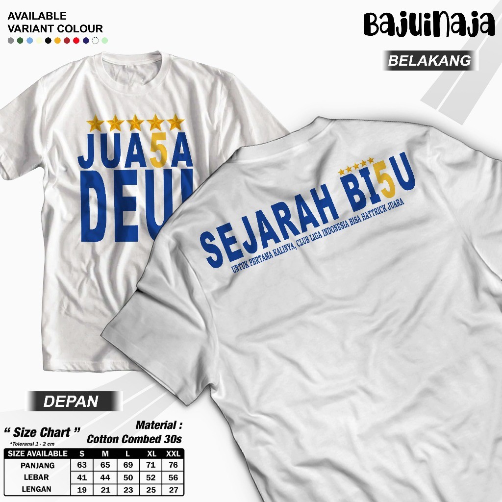 Kaos distro Persib Sejarah Biru / baju sejarah biru Persib Juara