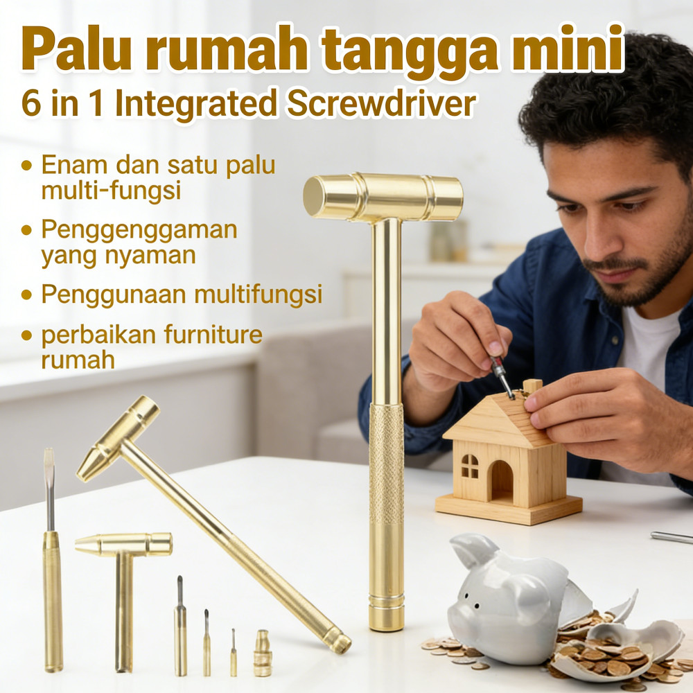 Palu bulat kecil obeng kecil Palu tembaga berlapis dengan tembaga solid Pegangan tembaga rumah tangg