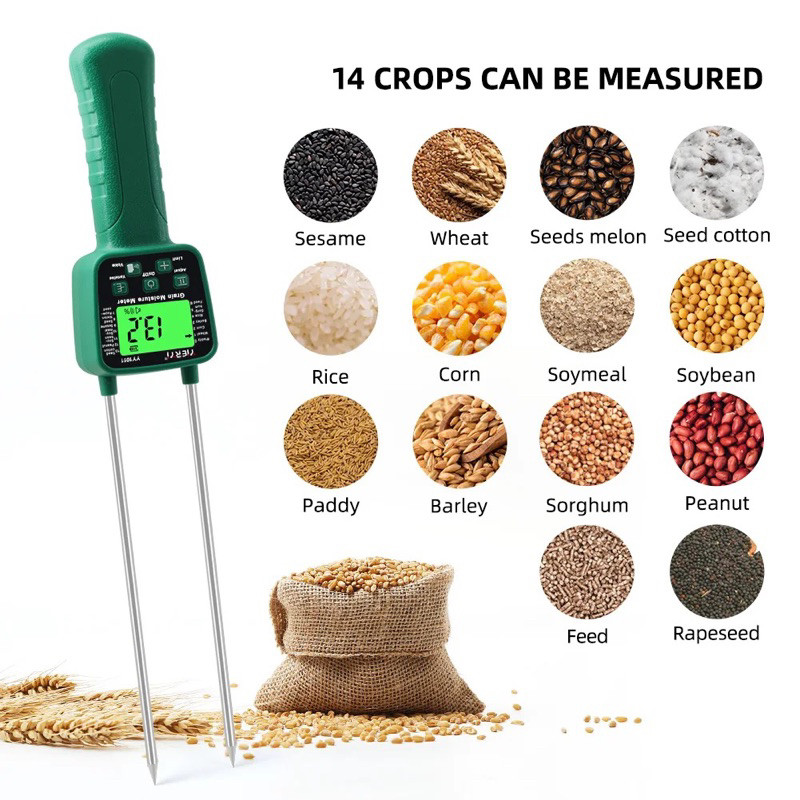 Moisture Tester Grain Meter Digital LCD Backlight Alat Ukur Kadar Air Padi Jagung Biji