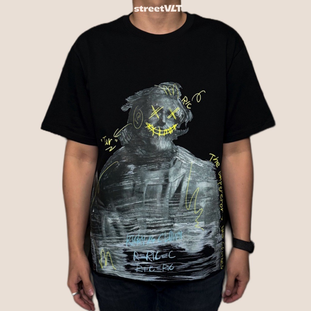 RIC Ricky Is Clown Einstein Statue Emperor Black Tee 100% Original Baju Kaos Unisex