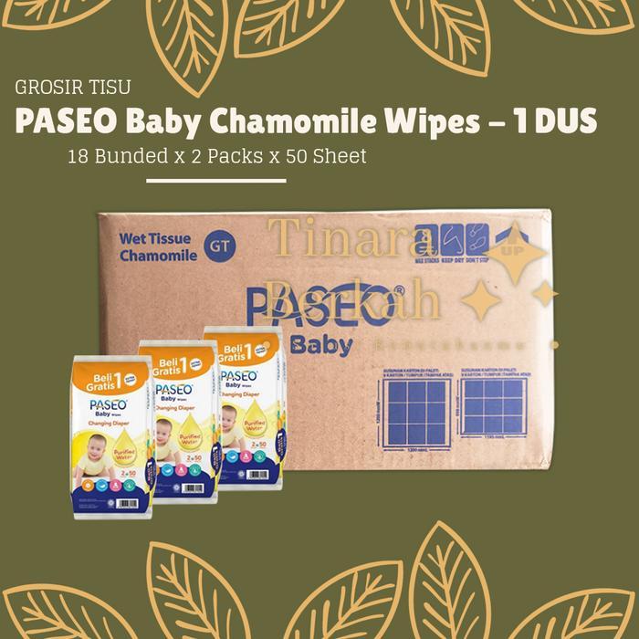 Tissue PASEO Baby Wipes Wet Chamomile 50 Sheet 1 DUS KARTON 36 Pack