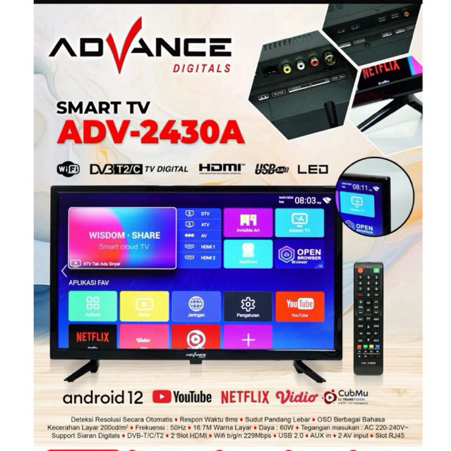AS tv advance smart 24 inch dan digital 22”