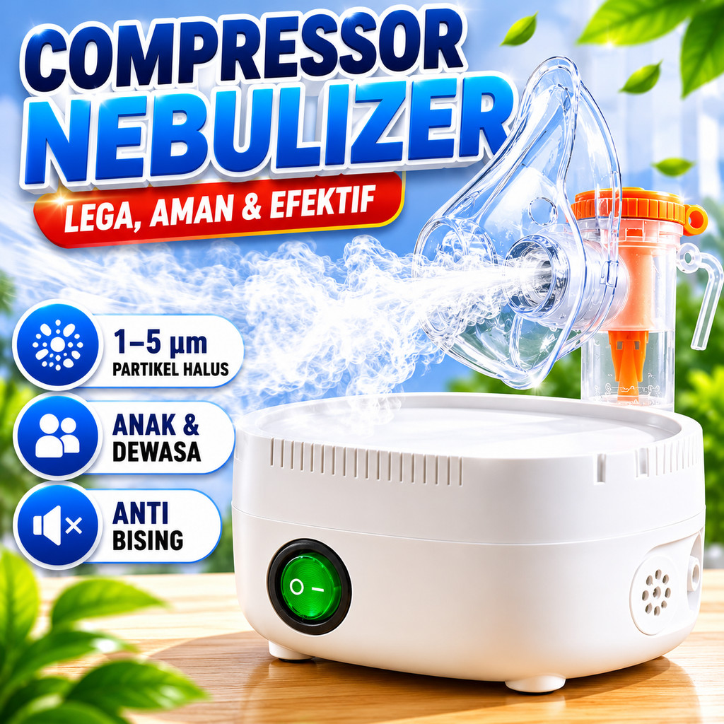 Nebulizer Set Alat Terapi Pernapasan Compressor Atomizer Alat Uap Inhaler Asma Batuk Pilek Mesin Uap