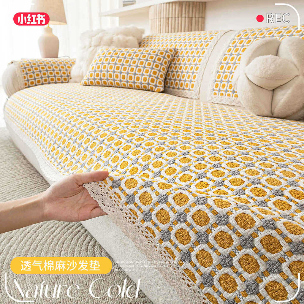 Simple imitation cotton-linen sofa cushion 2025 new model, suitable for all seasons, fixed and non-s
