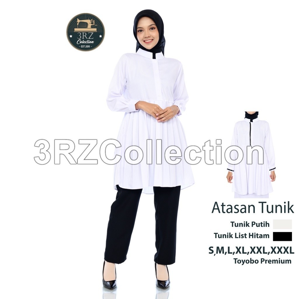 Promo Tunik Putih Wanita Baju Tunik Putih Lis Hitam Pns Seragam Putih Pns Wanita Baju Putih Tunik Na