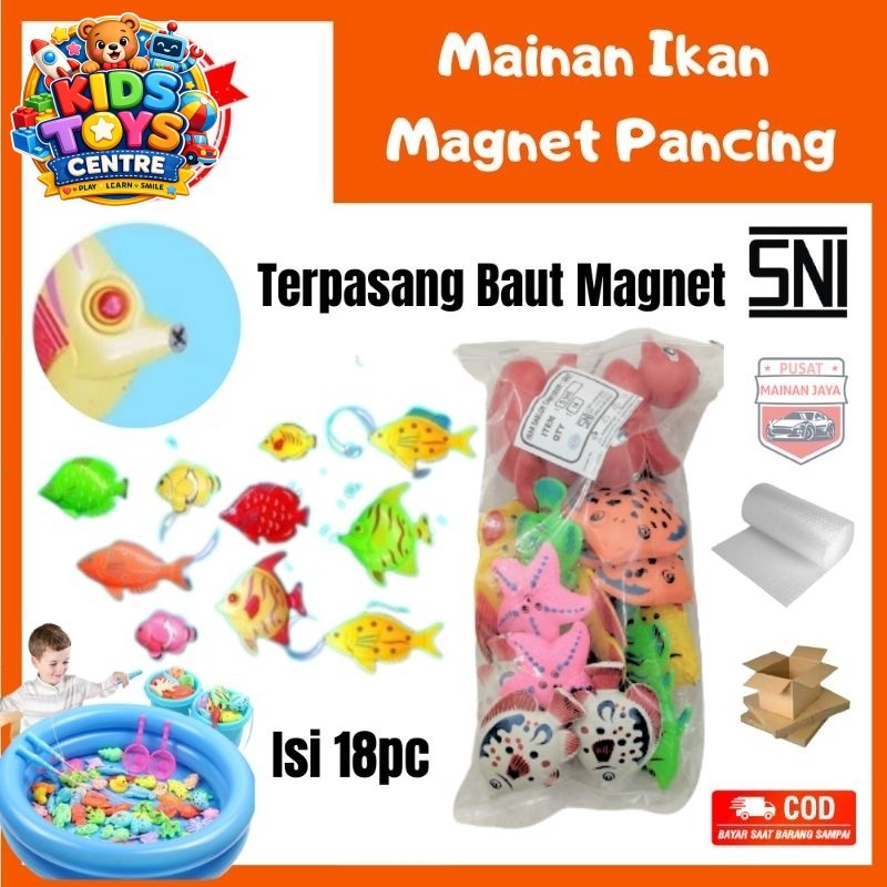 Mainan anak ikan pancingan magnet ikan-ikanan magnet polos sablon