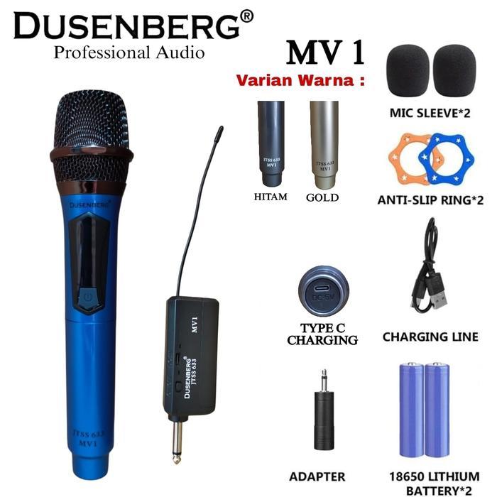3R Microphone Wireless Mic Karaoke Connect Ampli Speaker Single Mic - Gold