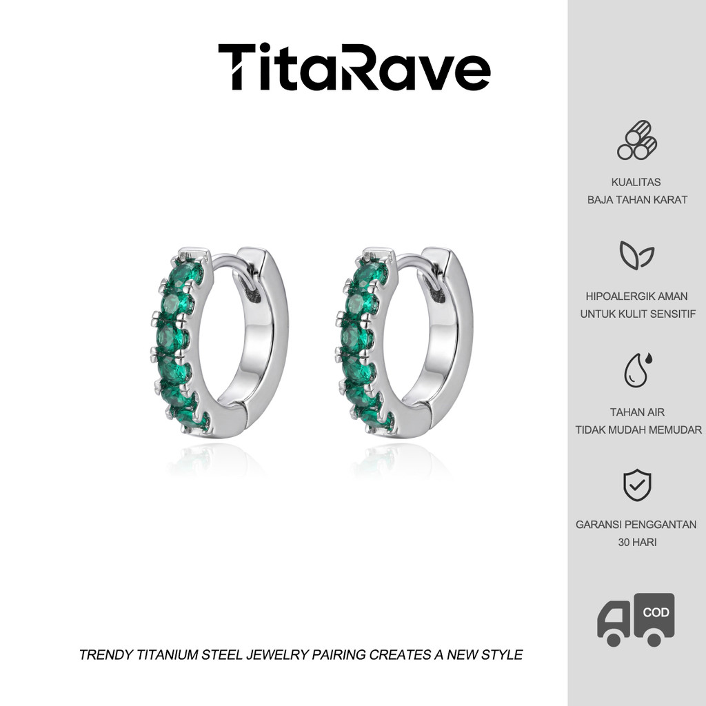 TitaRave Anting Telinga Perak Bulat Kecil Zirkon Gaya Classic Simple Anting Hoop Pria Wanita Trendy
