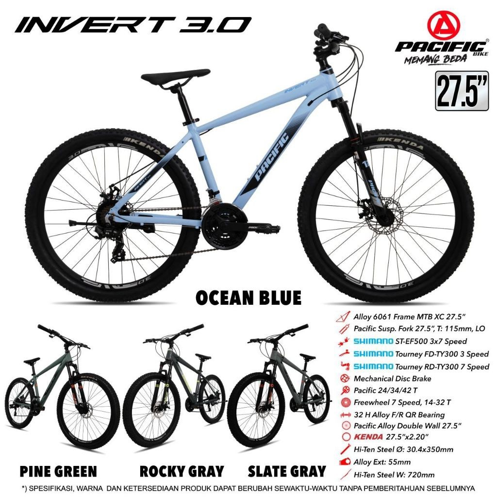 SEPEDA GUNUNG MTB PACIFIC 26 / 27.5 INCH MTB PACIFIC INVERT 3.0 FRAME ALLOY/VIGILION 2.0