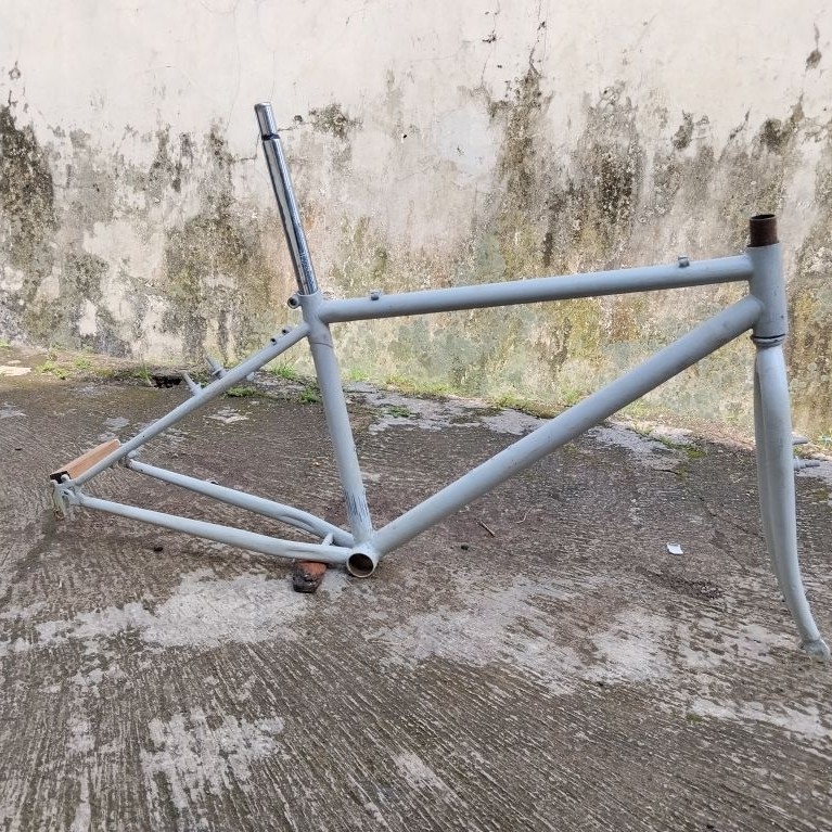 FRAME FORK SEPEDA MTB 26" VINTAGE DO VERTIKAL SIZE 15" LANGKA jalur kabel atas top tube Seatpost 25.