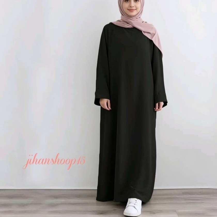 Gamis Abaya Turkey Polos Hitam Wollpeach