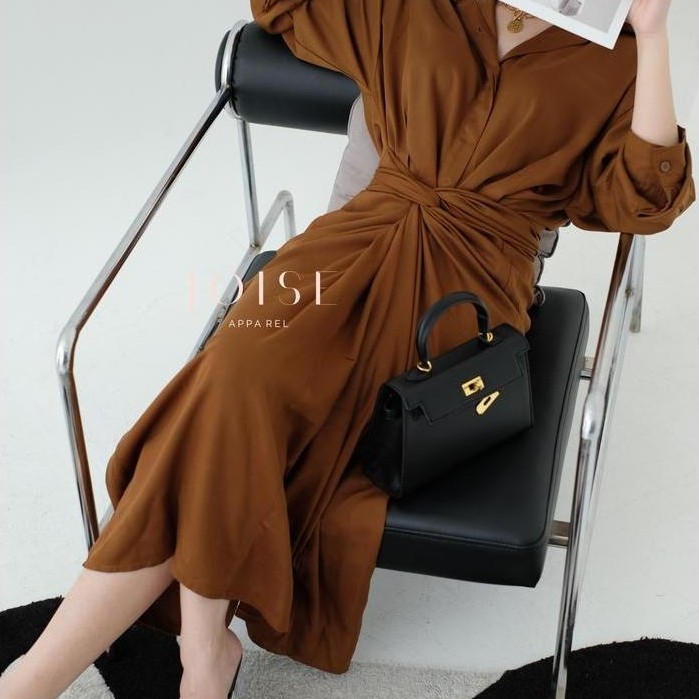 Joise - Kylie Wrap 3In1 Shirt Dress Tali Maxi / Dress Panjang Lilit / Dress Wanita Polos Casual