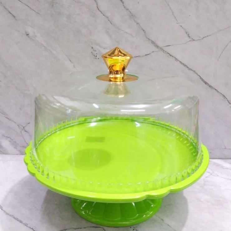 TEMPAT KUE AKRILIK GOLDEN SUNKIST 32 CM TK 1002 / TEMPAT BOLU / TEMPAT BUAH POTONG - GOLDEN SUNKIST