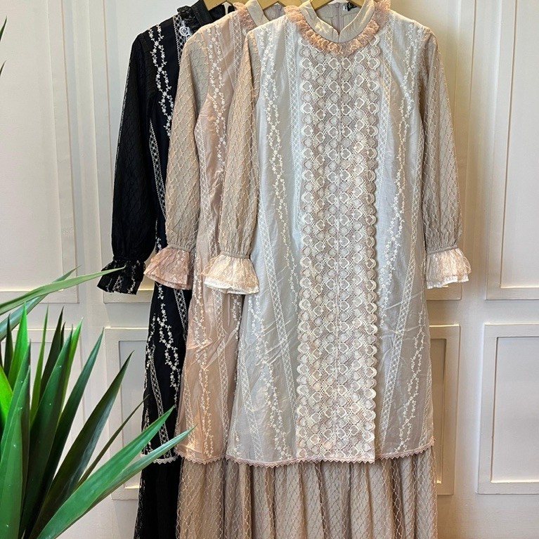 YASMINE dress by Zalifa,gamis zalifa terbaru,gamis lebaran,gamis kondangan,gamis brukat