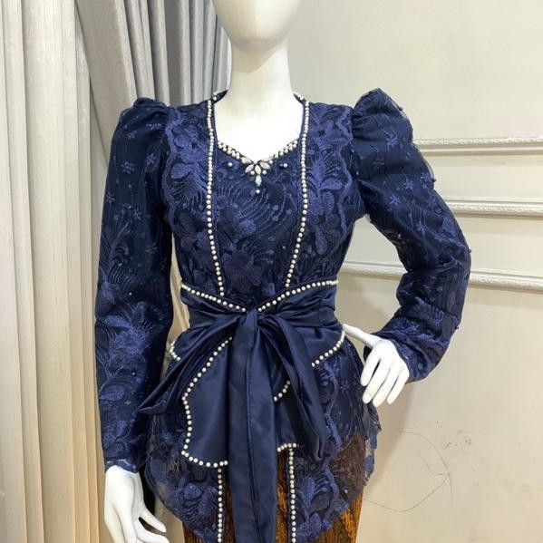 Berkualitas Kebaya Puff + Obi Belt Motif Bunga S-Xxl