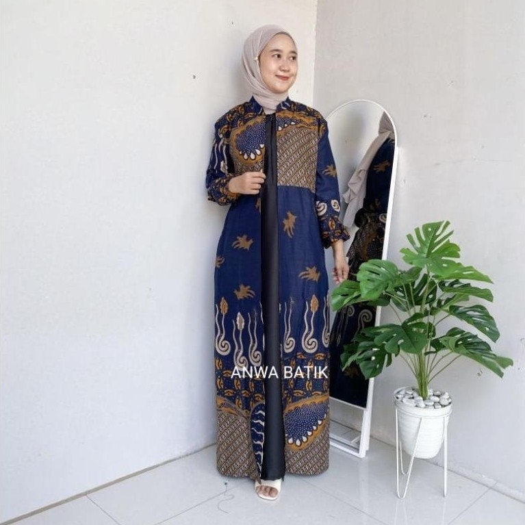 exclusive gamis batik mix moscrepe premium wanita busui terbaru gamis batik jumbo ld 130cm