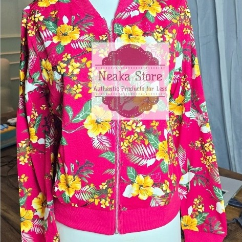 SHEIN - Tropical bomber jacket untuk wanita ukuran small - merah