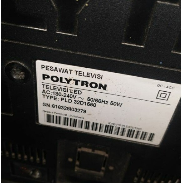 TV Polytron PLD 32D1550 32inch analog minus panel led nya tidak ada