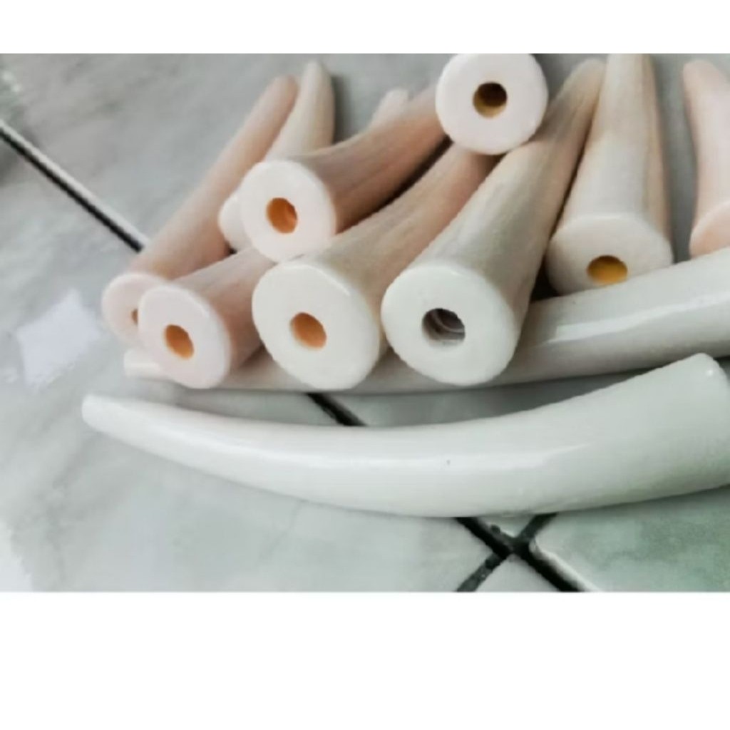 Once Pipa Rokok Tulang Duyung Asli - Natural White, Panjang 11-12 CM