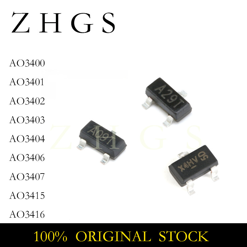 100PCS AO3400 AO3401 AO3402 AO3403 AO3404 AO3406 AO3407 AO3415 AO3416 SMD Mosfet Transistor SOT-23 S