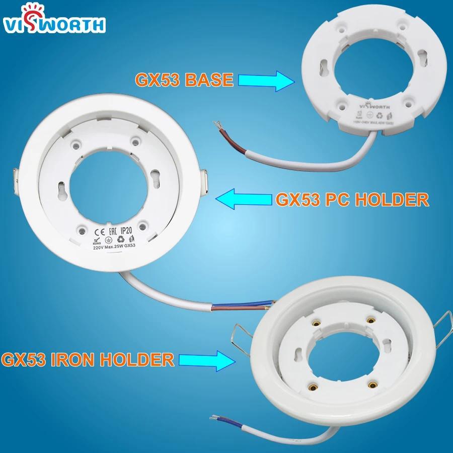 Dudukan Lampu GX53 Bulat Pc Gx53 Holder ac 110V 240V Tahan Api untuk Lemari Led Gx53 Holder dengan K