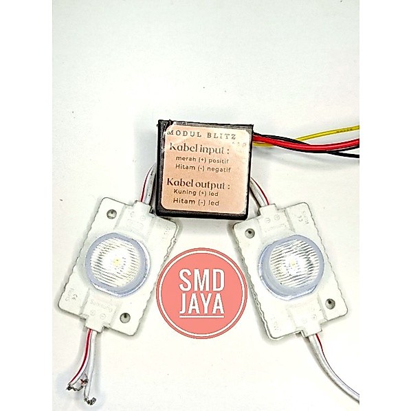 MODUL LAMPU LED KILAT /BLITZ PESAWAT +2 LED 1 MATA KOTAK 12/24VOLT