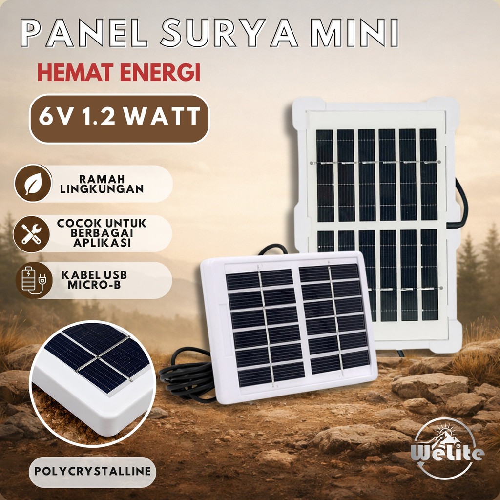 Panel Surya Mini Polycrystalline Solar Panel 1.2W 6V 9V Solar Cell Charger DIY Lampu Tenaga Surya