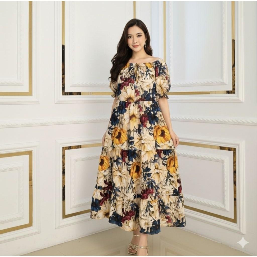 Exclusive Almira Home Dress Motif Rayon Premium / Daster Almira Motif Terbaru Busui Friendly