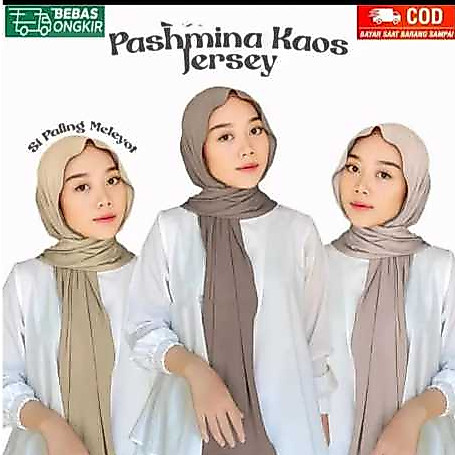 pashmina kaos jersy / pashmina jersy / hijab pashmina jersy