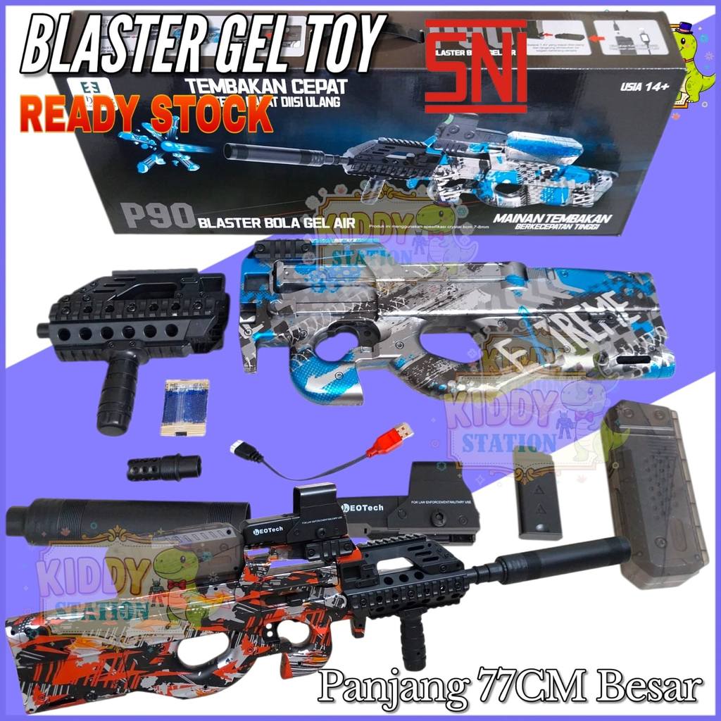 Mainan Anak P90 Elektrik Water Gel Blaster 77cm Edukasi Kreatif Ukuran Besar