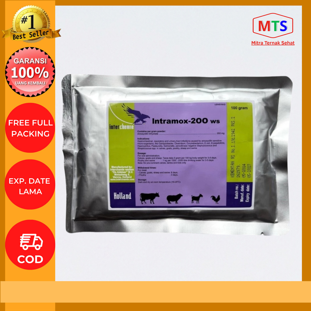 Intramox 200 WS 100 gram - Mengobati Infeksi Saluran Pencernaan dan Pernafasan Hewan Ternak