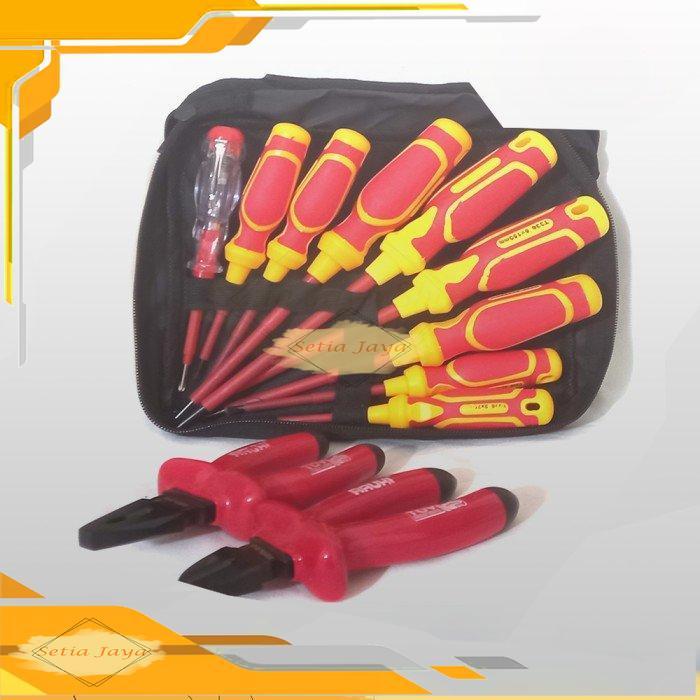 PAKET TANG KOMBINASI OBENG LISTRIK + - TESPEN SET - OBENGSET+TANGKP