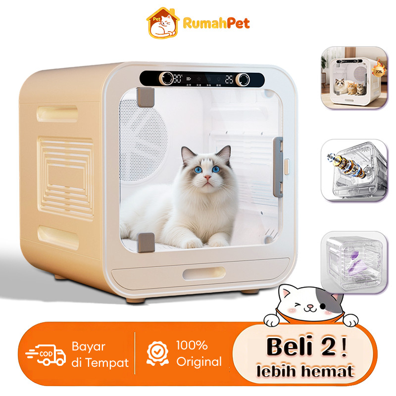 72L&1500W Automatic Pet Dryer Box Smart Pengering Kucing Anjing Box Otomatis  Pet Blower UV