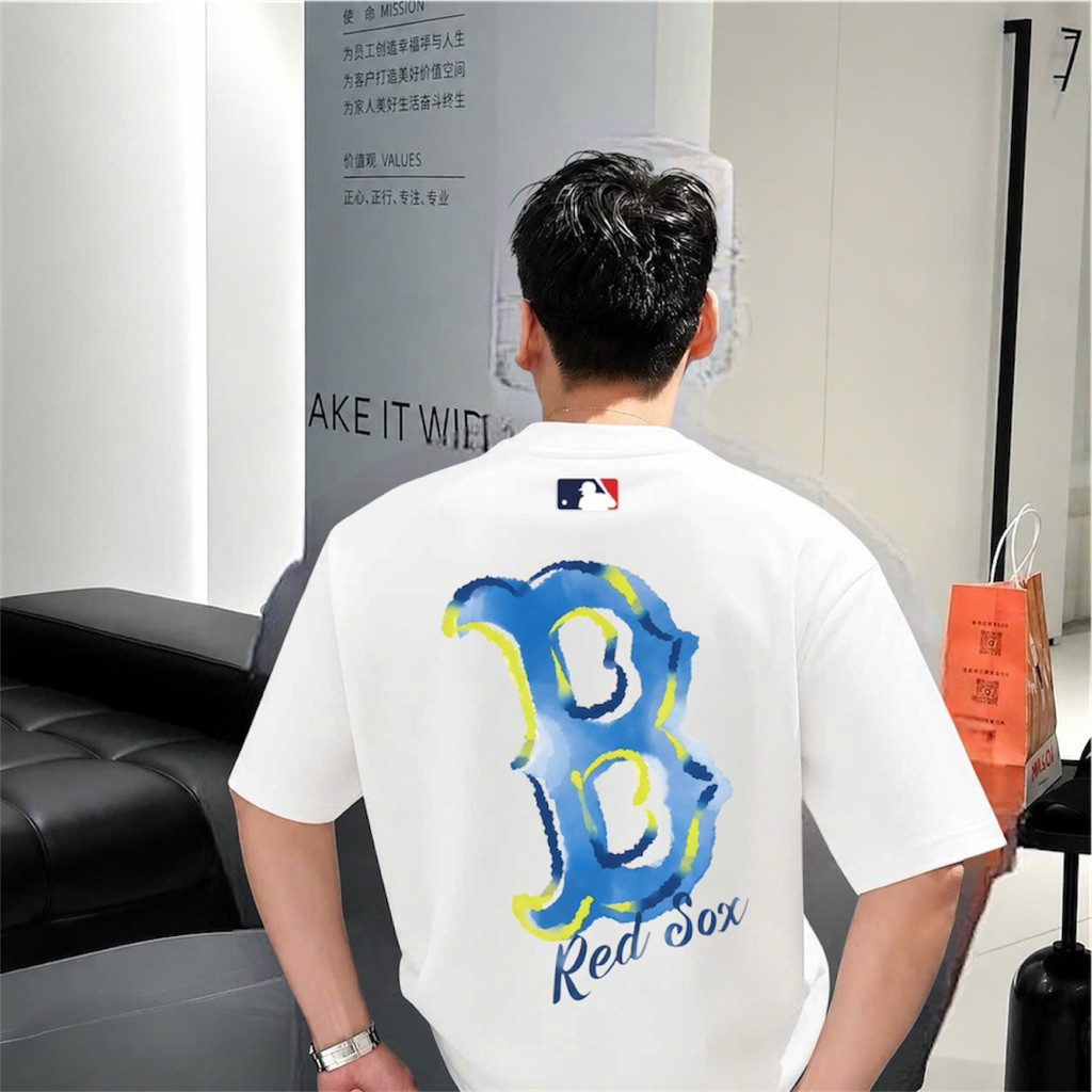 Streetwear Men's/Women's MLB T-shirt Set, High Quality Cotton, Round Neck, Short Sleeves, Loose Form