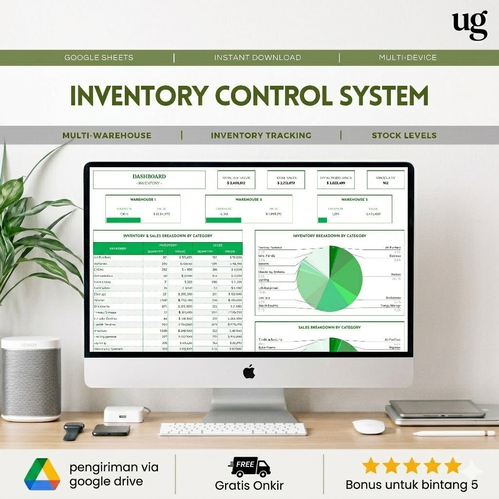 All-in-One Inventory Control System - Multi Warehouse - Comprehensive Google Sheets Template for Inv