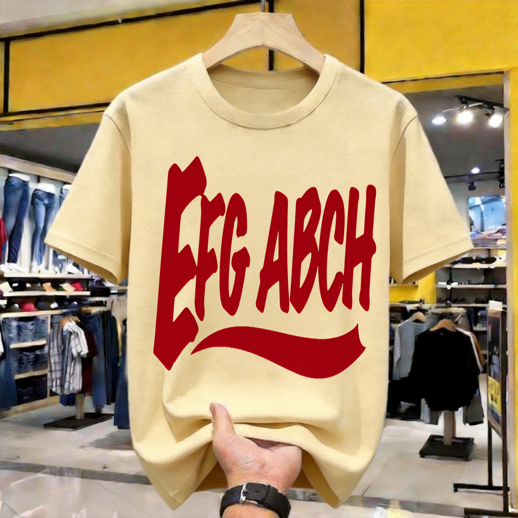EFG ABCH Letter Print Kaos Polos Katun Premium Tebal 210GSM Original Indonesia Size Lengkap Loose Fi