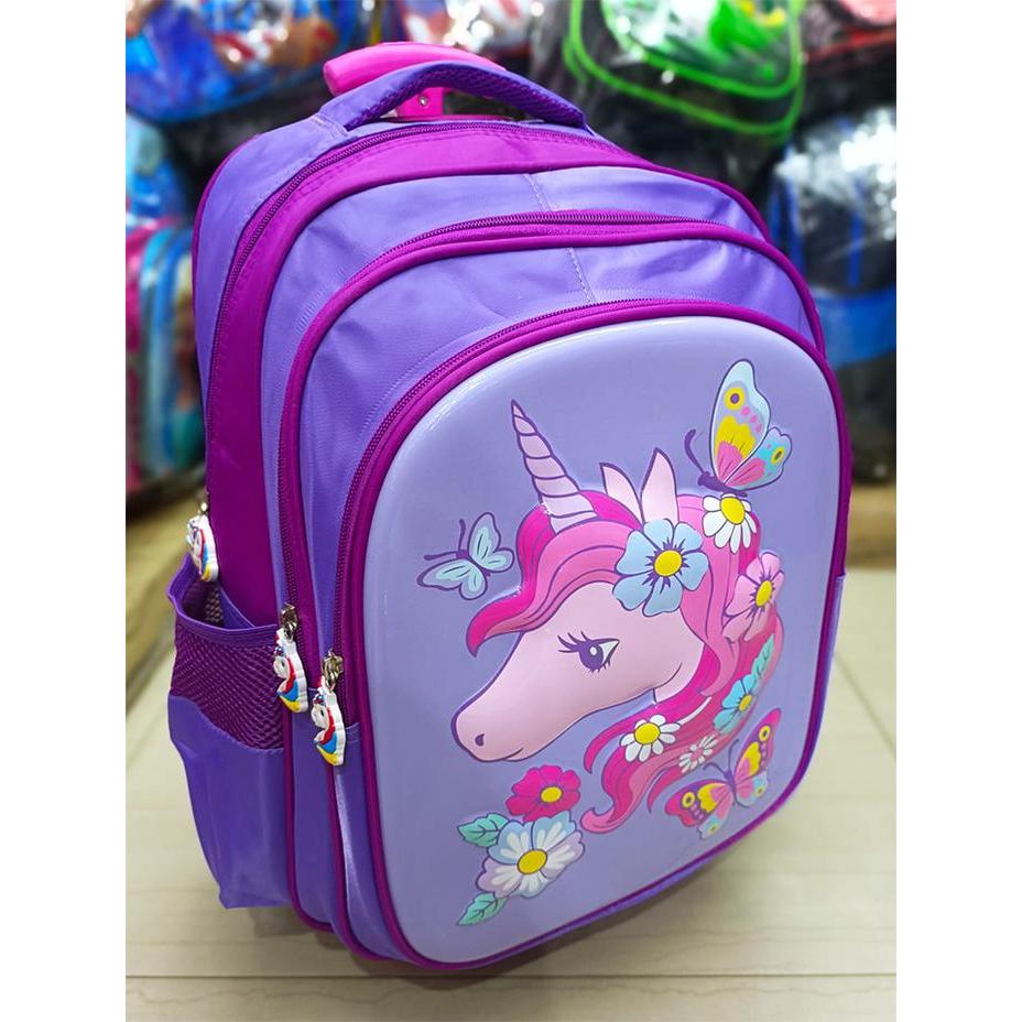 BIG SELLER Tas SD Trolley Anak Perempuan UNICORN KUDA PONY Pirang EMBOS UNGU - UNI KUPU UNGU