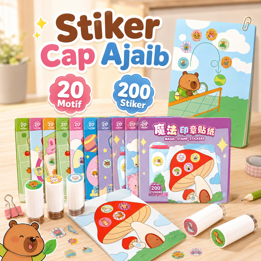 Stiker Segel Kartun Lucu 200 Lembar - Stiker Penyegelan Ajaib untuk Dekorasi DIY, Hadiah Edukasi Ana