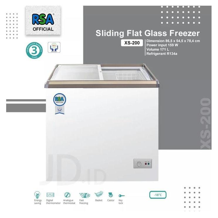 Freezer box RSA Sliding Flat Glass Freezer 171L XS-200