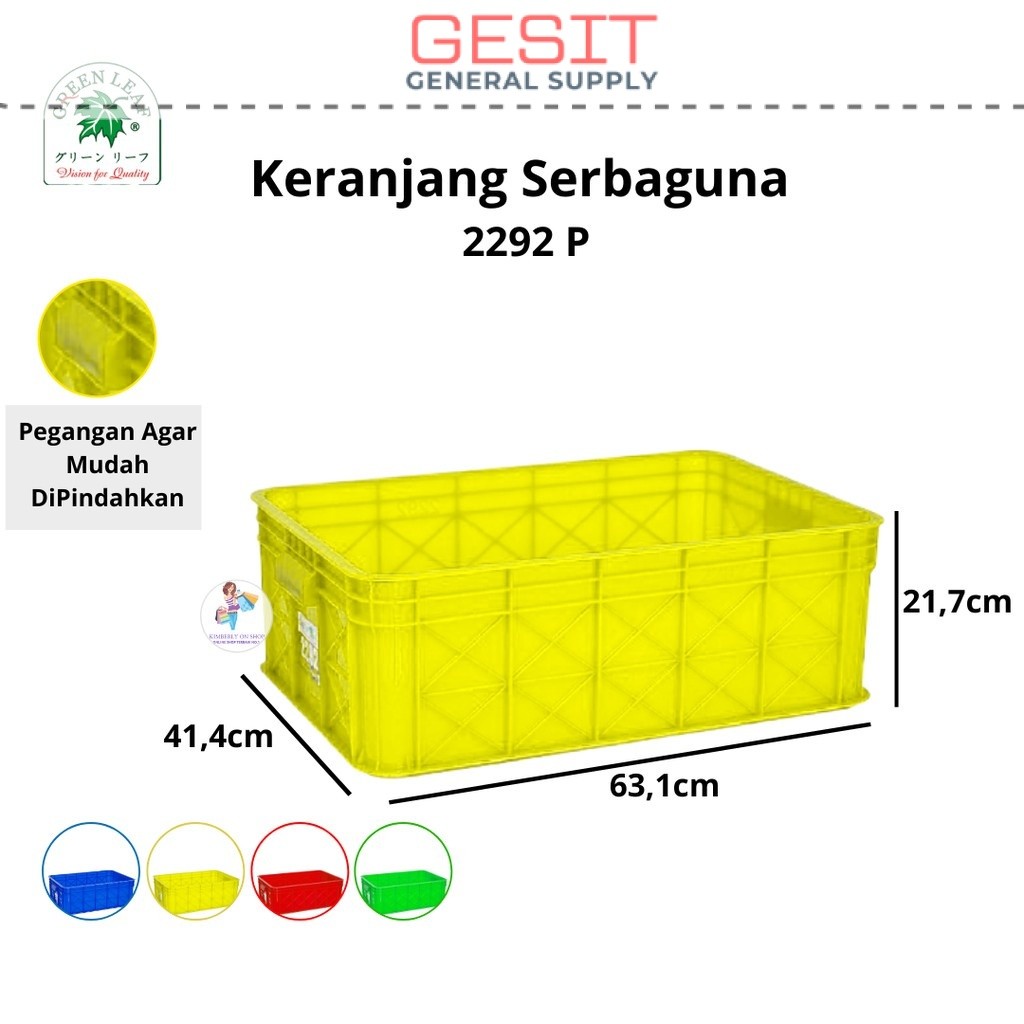 Keranjang Industri Box Buah Piring Kotor Container Box Green Leaf 2292 P 47 Liter