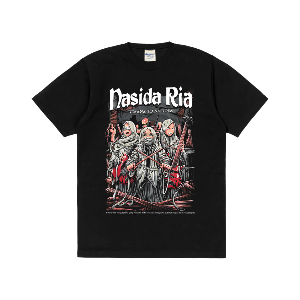 Black ID T-shirt Band Nasida Ria Dimana Mana Dosa Original