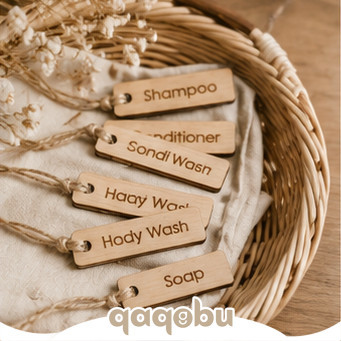 Label Nama Kayu Custom Laser | Tag Kayu Souvenir Handmade Branding Produk