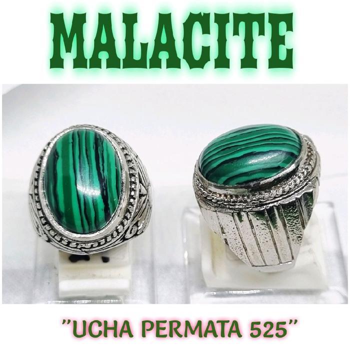 Cincin batu bulu merak malacite / cincin pria batu hijau Rings Akik batu hijau  grosirakik