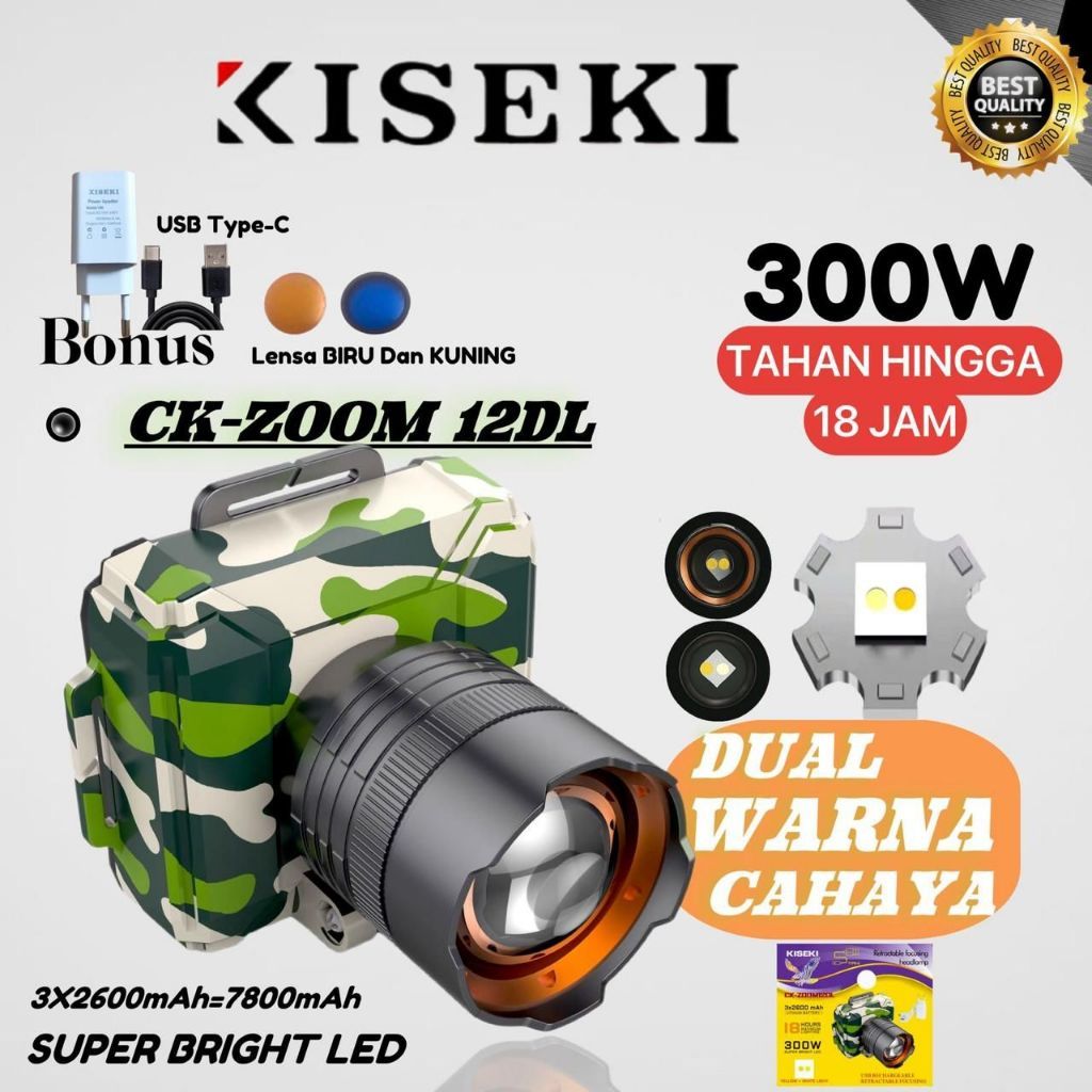 KISEKI CK-ZOOM 12DL/Senter Kepala Mini Zoom /Senter Kepala LED/Senter Kepala Super Terang Warna Caha