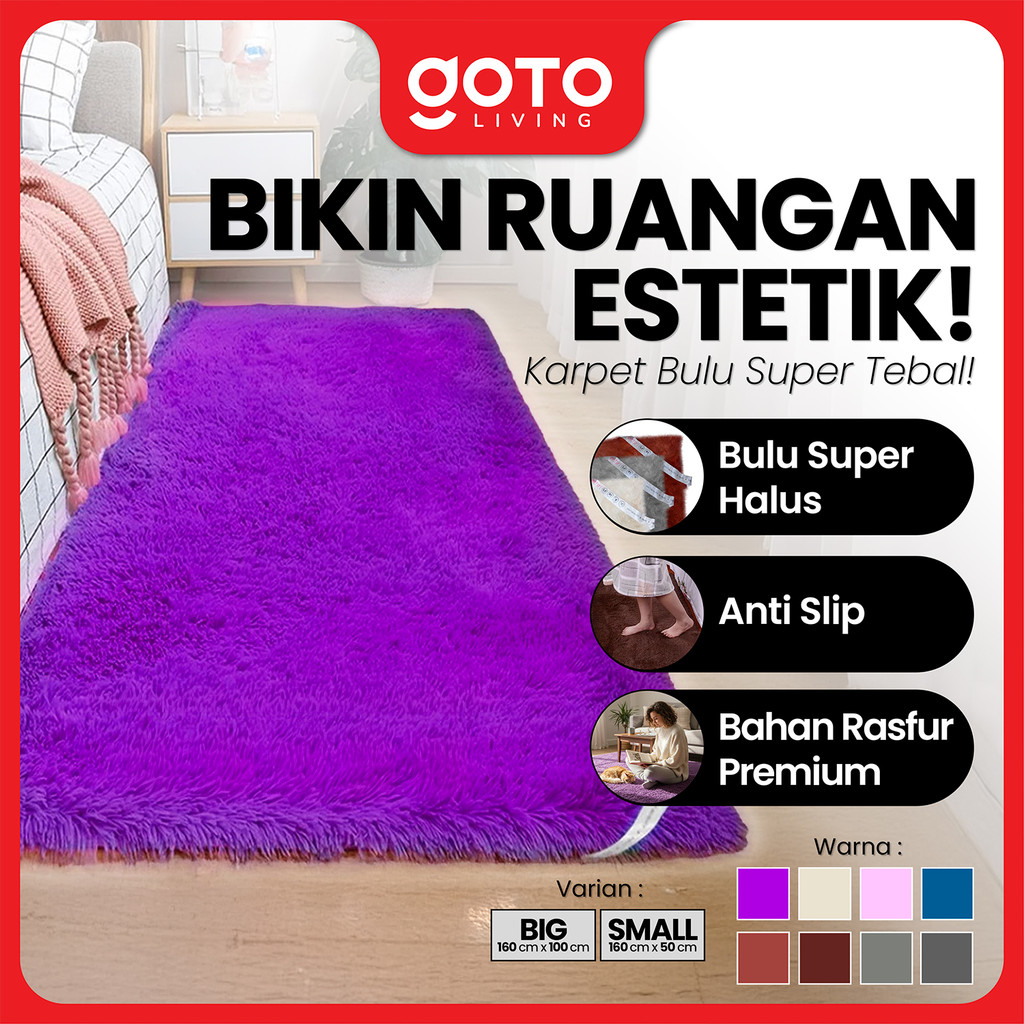 Goto Fluffy Rasfur Carpet Karpet Lantai Bulu Tebal Alas Duduk